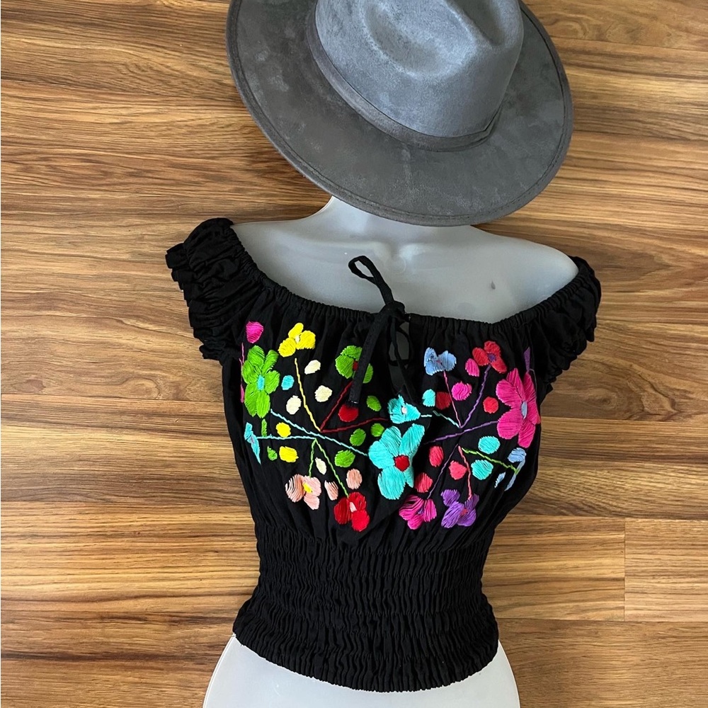 Hand embroidered crop top